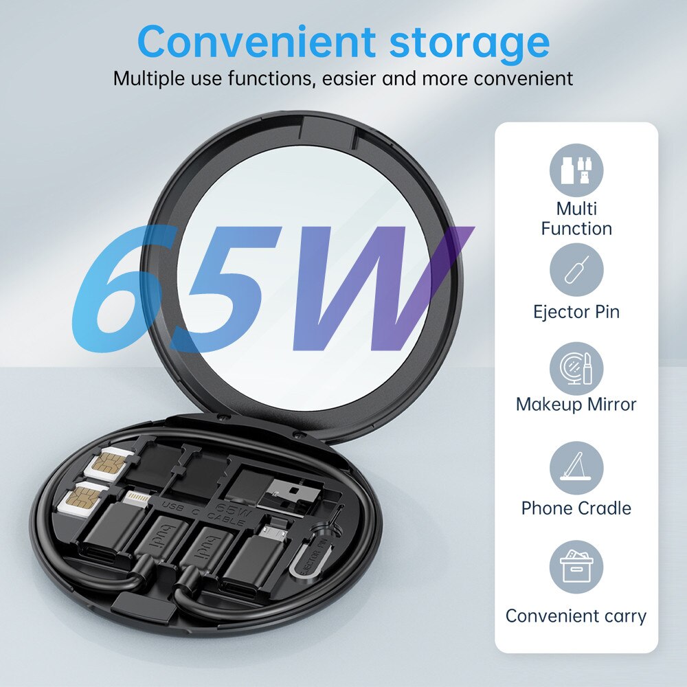 5 In 1 60w Fast Charging Data Cable Storage Box